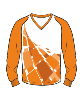 Футболка с длинным рукавом 208 рукав фигурный реглан расцветка5 оранжевая